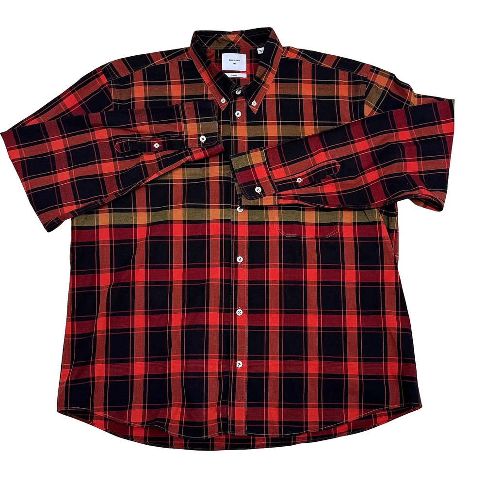 Billy Reid OR/BRWN Plaid Button-Down Long Sleeve Shirt Men's XXL Standard Fit